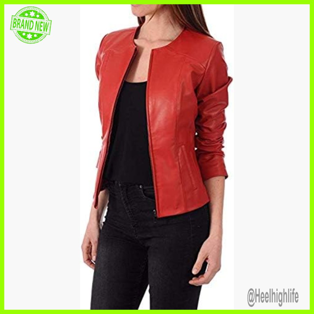 Lambskin Leather Bomber Jacket, Regular Fit Biker Motorcycle Style